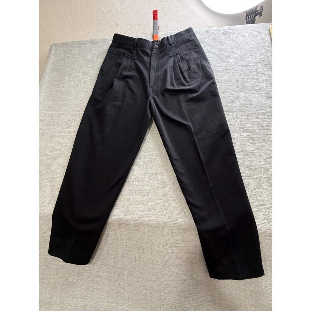 Collections Ankle Pants Womens 14 Black Cotton Pleated Straight Leg Classic